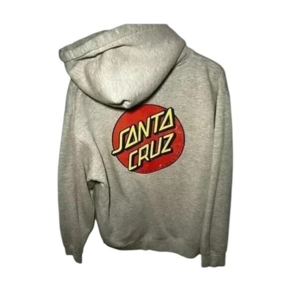 Santa Cruz Dot Logo Hoodie – Gray Pullover Sweatshirt – Size Large Skate - Picture 2 of 4